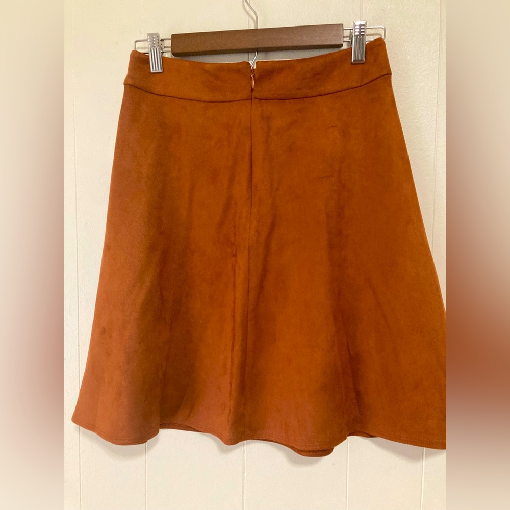 Bar lll Suade Dark Clay A Line High Rise Mini Skirt Size 0 - Picture 10 of 13